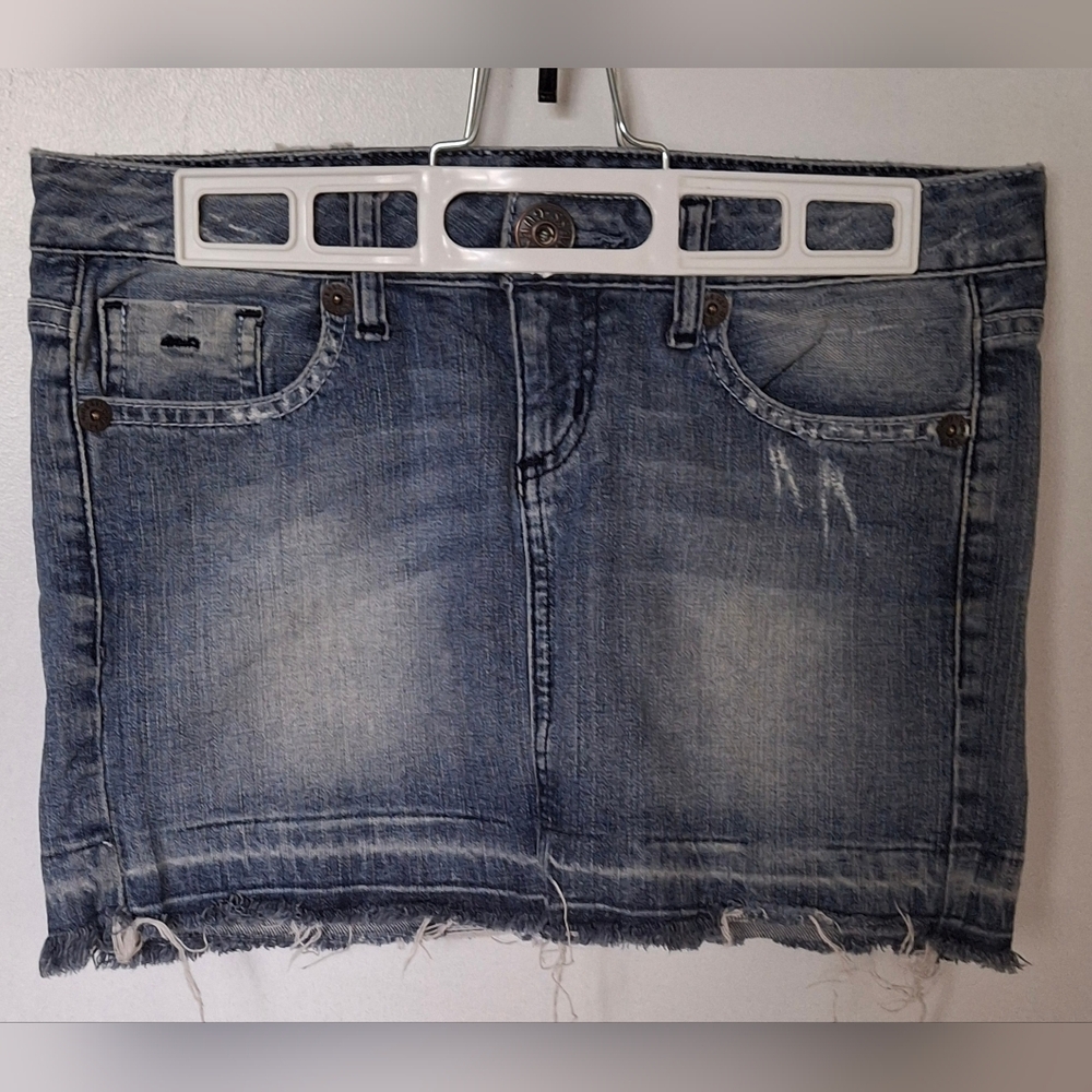 Guess Jeans Brand Blue Distressed Mini Skirt